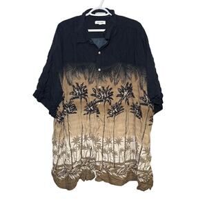 Pierre Cardin rayon palm tree tropical ombre button down shirt mens 3XL resort